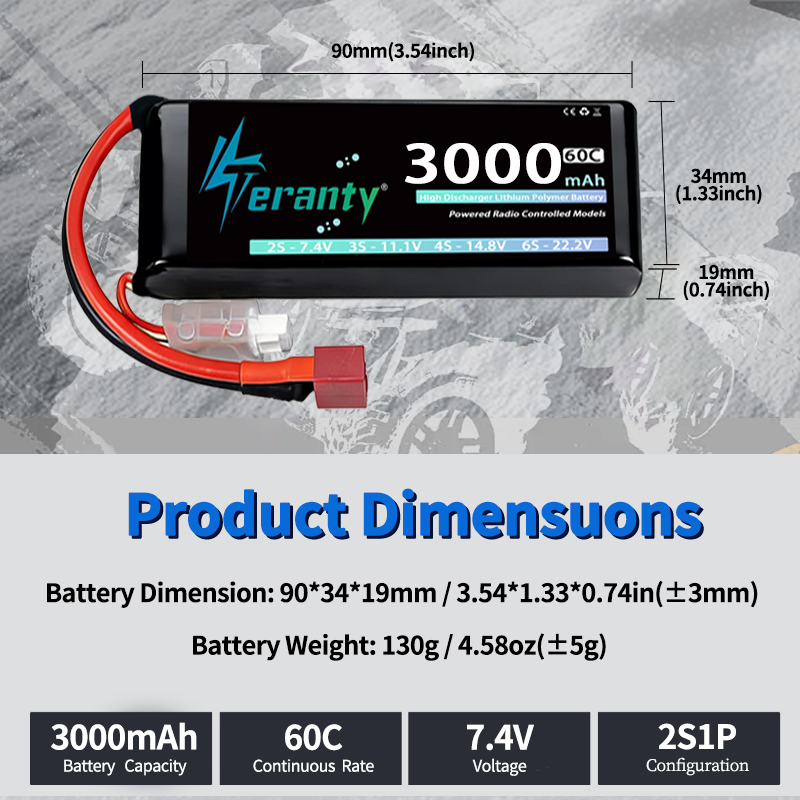 TERANTY 2S 3000mAhリポバッテリー 7.4V - Drone Battery 3S のレビューと価格