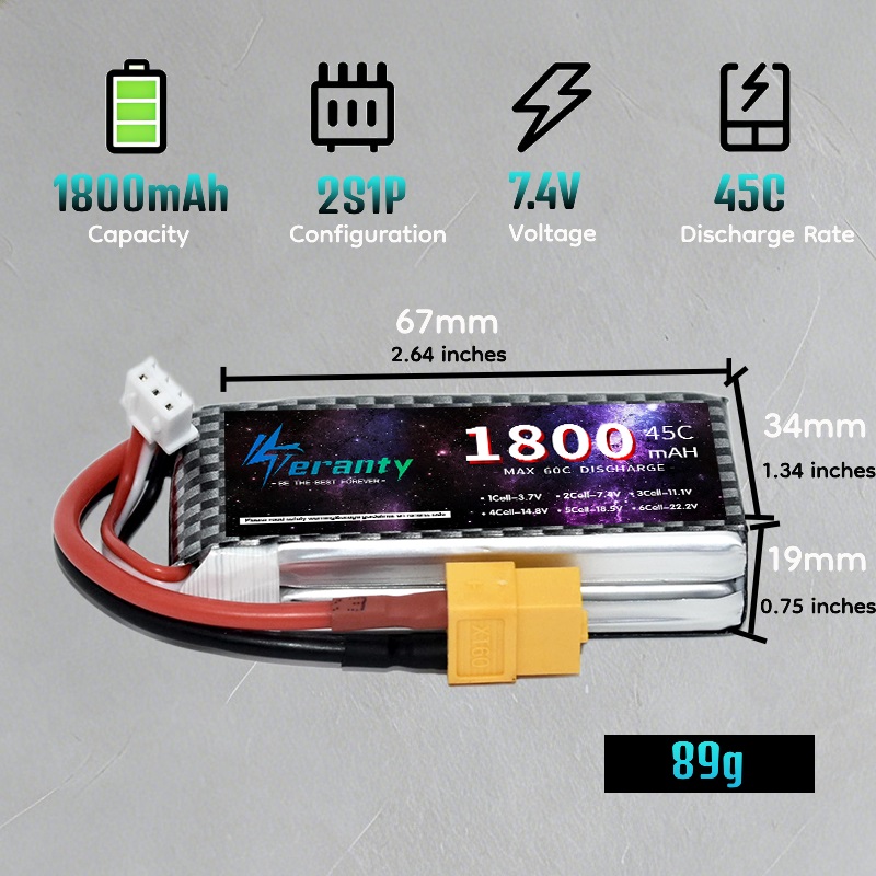 TERANTY 2S 3S 4S 1800mAh リポバッテ - Drone Battery Lipo のレビューと価格